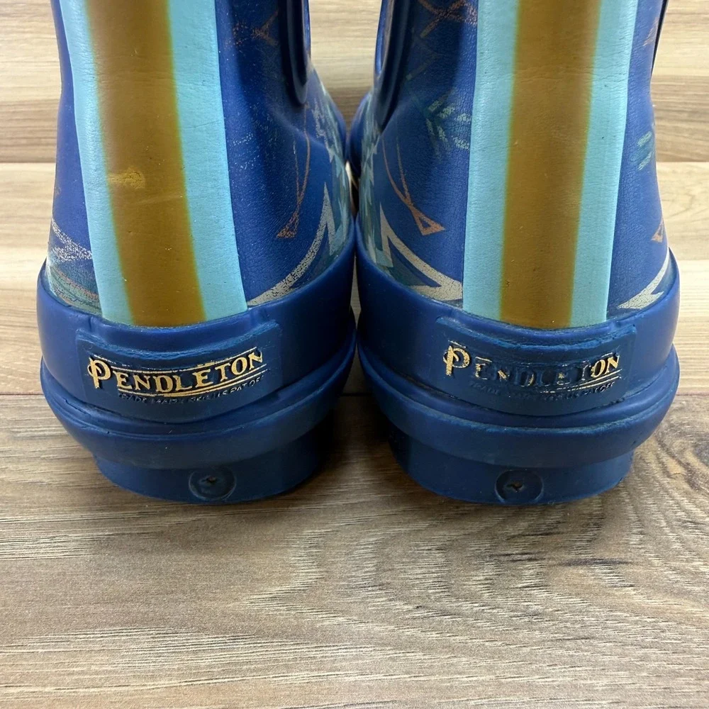 Pendelton Chelsea Rain Boots Womens 7 Blue South Western Native Boho Print